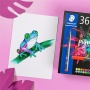 Ecsetirón készlet, STAEDTLER Pigment brush 371, 36 különböző szín