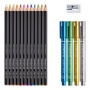 Színes ceruza készlet, hatszögletű, hegyezővel, dekormarkerrel, STAEDTLER 149 C, 12 különböző
