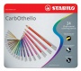 Pasztell ceruza készlet, kerek, fém doboz, STABILO 'CarbOthello', 24 különböző szín