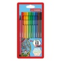 Rostirón készlet, 1 mm, STABILO 'Pen 68', 10 különböző szín