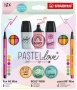 Írószer szett, STABILO, 'Mini World Pastellove', 18 különböző szín