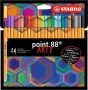 Tűfilc készlet, 0,4 mm, STABILO 'Point 88 ARTY', 24 különböző szín