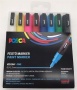 Dekormarker készlet, 0,9-1,3 mm, UNI 'Posca PC-3M', 8 különböző szín