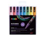 Dekormarker készlet, 0,9-1,3 mm, UNI 'Posca PC-3ML', 8 különböző csillogó szín