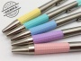 Golyóstoll, 0,24 mm, nyomógombos, rozsdamentes acél, pasztellkék tolltest, ZEBRA F-301, kék