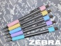 Golyóstoll, 0,24 mm, nyomógombos, rozsdamentes acél, pasztellkék tolltest, ZEBRA F-301, kék