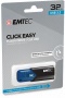 Pendrive, 32GB, USB 3.2, EMTEC B110 Click Easy, fekete-kék