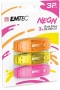 Pendrive, 32GB, 3 db, USB 2.0, EMTEC 'C410 Neon', narancs, citromsárga, rózsaszín