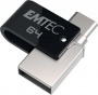 Pendrive, 64GB, USB 3.2, USB-A bemenet/USB-C kimenet, EMTEC 'T260C Dual'