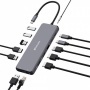 USB elosztó-HUB, 2xUSB-C PD/2xHDMI/DP/6xUSB-A/RJ45/audio, VERBATIM