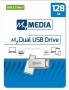 Pendrive, 128GB, USB 3.2 Gen1 + USB-C, alumínium ház, MYMEDIA 'Dual' (by VERBATIM)