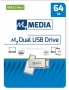 Pendrive, 64GB, USB 3.2 Gen1 + USB-C, alumínium ház, MYMEDIA 'Dual' (by VERBATIM)