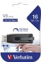 Pendrive, 16GB, USB 3.2, 60/12 MB/s, VERBATIM 'V3', fekete-szürke