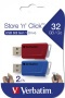 Pendrive, 2 x 32GB, USB 3.2, 80/25MB/sec, VERBATIM 'Store n Click', piros, kék