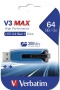 Pendrive, 64GB, USB 3.2, 175/80 MB/s, VERBATIM 'V3 MAX', kék-fekete