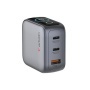 Hálózati töltő, 2xUSB-C, USB-A, kijelző, 65W, GaN, VERBATIM