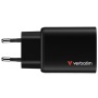 Hálózati töltő, 2xUSB-C, USB-A, 65W, GaN, VERBATIM Essentials, fekete