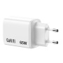 Hálózati töltő, 2xUSB-C, USB-A, 65W, GaN, VERBATIM Essentials, fehér