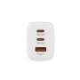 Hálózati töltő, 2xUSB-C, USB-A, 65W, GaN, VERBATIM Essentials, fehér