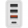 Hálózati töltő, 1xUSB-C PD (20W), USB-A QC 3.0, 2xUSB-A (10W), VERBATIM, fehér