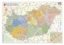 Falitérkép, 70x100 cm, fémkeret, tűzhető, Magyarország közigazgatási térképe, STIEFEL